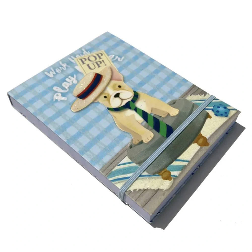 Punch Studio Dapper Bulldog Pup Bungee Pop Up Mini Embellished Notepad (60750)
